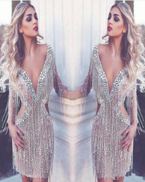 crystal beaded cocktail dresses luxuty long sleeves sequined beaded short prom evening party gown with tassels cutaway sides4175429, Black
crystal beaded cocktail dresses luxuty long sleeves sequined beaded short prom evening party gown with tassels cutaway sides4175429, Black