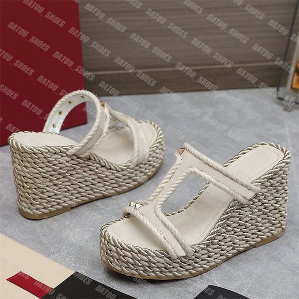 designer wedge heel sandal for lady rockstud platform torchon sandals espadrille straw slippers women luxury wedges shoes rivet heels, Black
designer wedge heel sandal for lady rockstud platform torchon sandals espadrille straw slippers women luxury wedges shoes rivet heels, Black