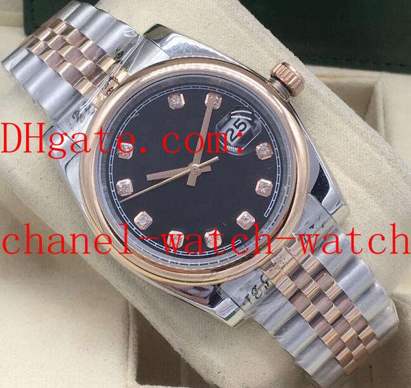 men's date watch 36mm steel and 18k rose gold bracelet 116203 black face automatic movement mens wrist watches, Slivery;brown
men's date watch 36mm steel and 18k rose gold bracelet 116203 black face automatic movement mens wrist watches, Slivery;brown