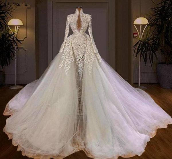 beading pearls long sleeve wedding dresses high collar bridal gown with detachable train lace appliques vestidos de noiva3665186, White
beading pearls long sleeve wedding dresses high collar bridal gown with detachable train lace appliques vestidos de noiva3665186, White