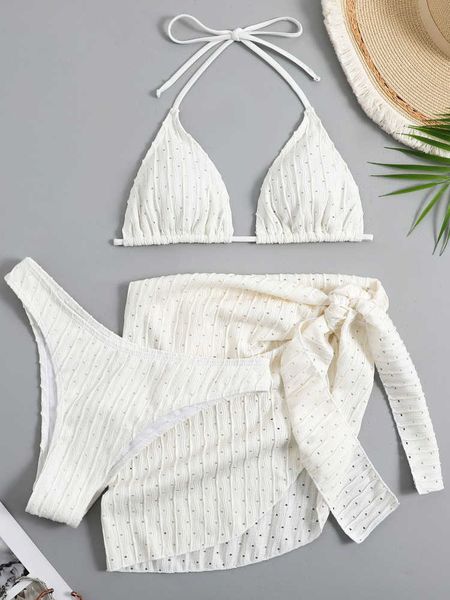 women's swimwear 2023 new 3 pieces set swimsuit women thong swimwear micro bikini set with sarong skirt white beachwear bathing suit pi, White;black
women's swimwear 2023 new 3 pieces set swimsuit women thong swimwear micro bikini set with sarong skirt white beachwear bathing suit pi, White;black