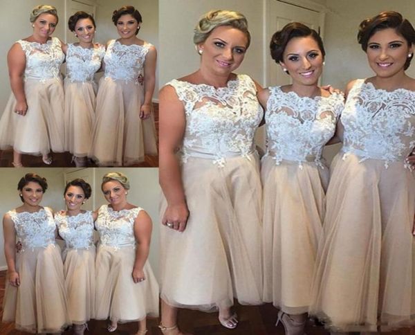 white and champagne short bridesmaid dresses for wedding plus size lace sleeveless maid of honor gowns tulle tea length brides7304225, White;pink
white and champagne short bridesmaid dresses for wedding plus size lace sleeveless maid of honor gowns tulle tea length brides7304225, White;pink