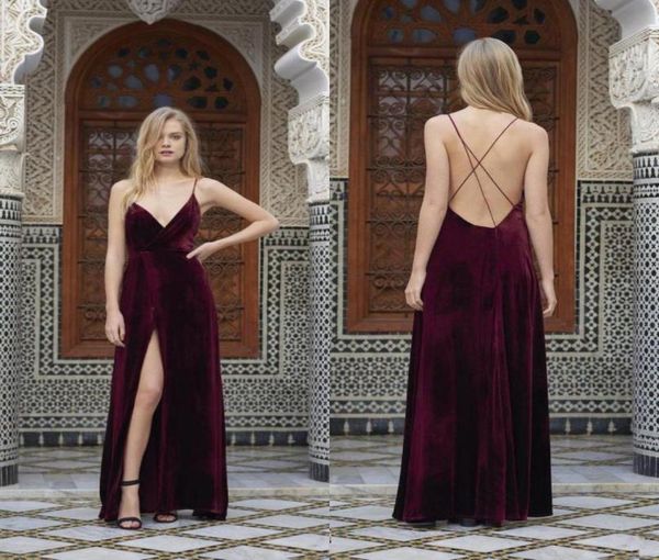 burgundy velvet spaghetti dresses evening wear 2017 backless criss cross high split floor length prom party gowns en1103649860, Black;red
burgundy velvet spaghetti dresses evening wear 2017 backless criss cross high split floor length prom party gowns en1103649860, Black;red