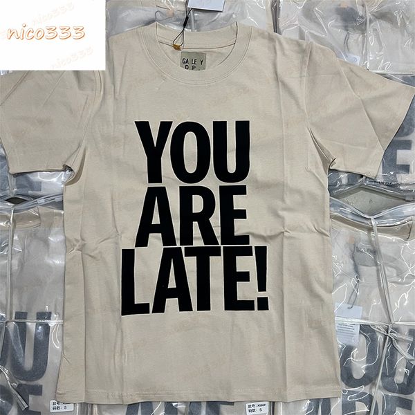 23ss new t shirt ga depts you are late letter print cotton round neck loose and versatile men women simple short shirt, White;black
23ss new t shirt ga depts you are late letter print cotton round neck loose and versatile men women simple short shirt, White;black