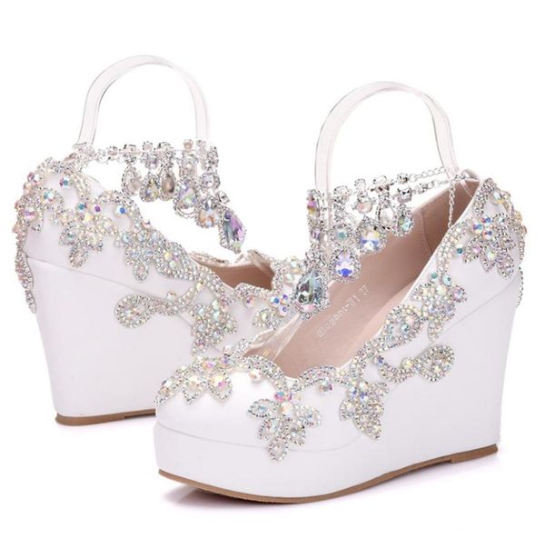 wedges high heel shoes with crystal ankle straps fashion ab crystal bridal wedding shoes plus size mother of the bride shoe5708009, Black
wedges high heel shoes with crystal ankle straps fashion ab crystal bridal wedding shoes plus size mother of the bride shoe5708009, Black