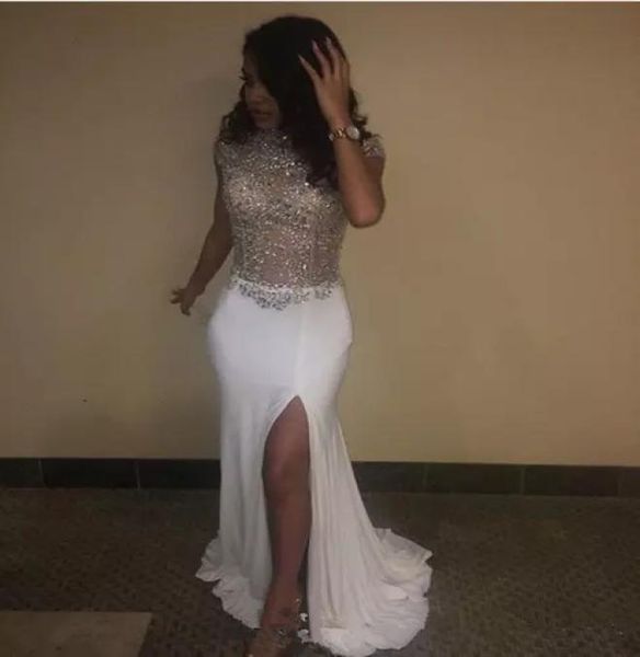 2019 high neck sheer short sleeves mermaid prom dresses split chiffon long special occasion party gowns robe de soiree beade7203058, Black
2019 high neck sheer short sleeves mermaid prom dresses split chiffon long special occasion party gowns robe de soiree beade7203058, Black