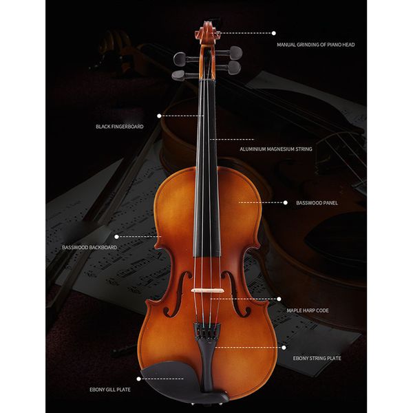 handmade basswood violin instrument for adults kids exam with hard case and accessories, matte glossy optional
handmade basswood violin instrument for adults kids exam with hard case and accessories, matte glossy optional