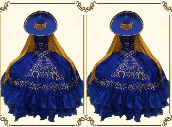 2022 vintage gold embroidery flowers royal blue quinceanera prom dresses ball gown xv mexican charro satin evening party formal sw6390191, Blue;red
2022 vintage gold embroidery flowers royal blue quinceanera prom dresses ball gown xv mexican charro satin evening party formal sw6390191, Blue;red