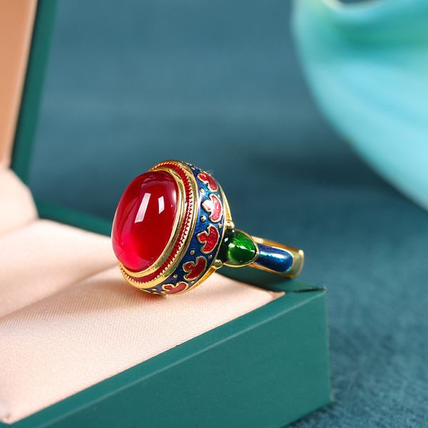 with side stones original ancient gold craftsmanship natural carnelian rings for women flower enamel national style light luxury wedding jew, Silver
with side stones original ancient gold craftsmanship natural carnelian rings for women flower enamel national style light luxury wedding jew, Silver