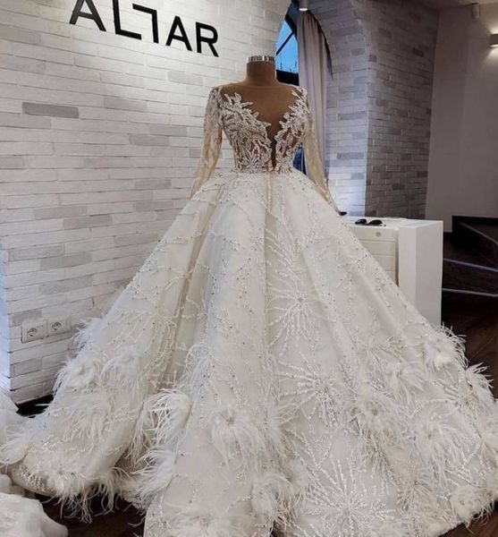 luxury arabic wedding dresses with feather beads sequins jewel neck a line long sleeve bridal gowns sweep train vestido de novia6489145, White
luxury arabic wedding dresses with feather beads sequins jewel neck a line long sleeve bridal gowns sweep train vestido de novia6489145, White