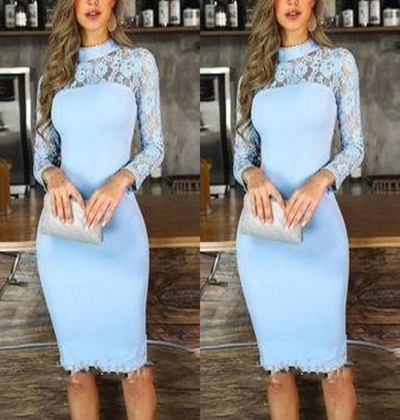 2022 sheath light blue cocktail party dresses high neck illusion long sleeve lace knee length prom evening special occasion dress 3094631, Black
2022 sheath light blue cocktail party dresses high neck illusion long sleeve lace knee length prom evening special occasion dress 3094631, Black
