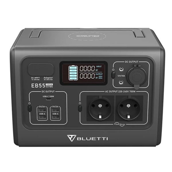 bluetti eb55 portable power station 700w/537wh solar generator - grey
bluetti eb55 portable power station 700w/537wh solar generator - grey