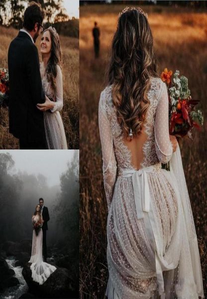 bohemian wedding dresses with long sleeves v neck lace appliques backless sweep train boho beach country plus size bridal gow3192396, White
bohemian wedding dresses with long sleeves v neck lace appliques backless sweep train boho beach country plus size bridal gow3192396, White