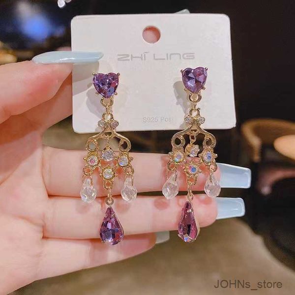 stud new amethyst retro long diamond earrings for women fashion earring daily birthday party jewelry gifts r230630, Golden;silver
stud new amethyst retro long diamond earrings for women fashion earring daily birthday party jewelry gifts r230630, Golden;silver