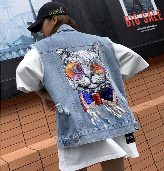 women s vests jaket rompi denim kembali kucing musim semi panas gaya korea kardigan wanita longgar lubang pita fashion jeans mantel gilet, Black;white
women s vests jaket rompi denim kembali kucing musim semi panas gaya korea kardigan wanita longgar lubang pita fashion jeans mantel gilet, Black;white