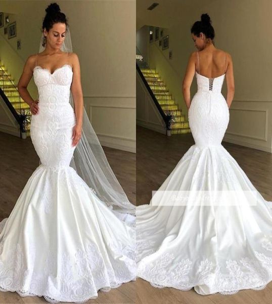elegant spaghetti straps lace mermaid wedding dresses 2019 tulle applique sweep train plus size wedding bridal gowns with lace up 8731258, White
elegant spaghetti straps lace mermaid wedding dresses 2019 tulle applique sweep train plus size wedding bridal gowns with lace up 8731258, White