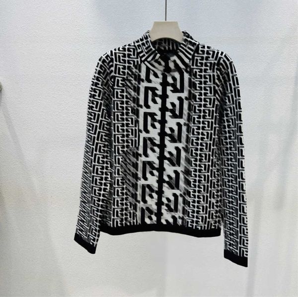 sweater womens fall winter crop high-quality stand-up collar interwoven letters two-color jacquard knit designer clothing women 0607, White;black
sweater womens fall winter crop high-quality stand-up collar interwoven letters two-color jacquard knit designer clothing women 0607, White;black