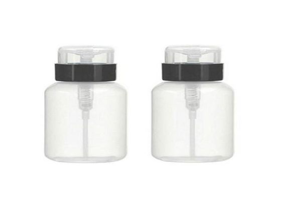 push down empty lockable pump dispenser bottle for nail polish and makeup remover200ml68ozblack cap2543616