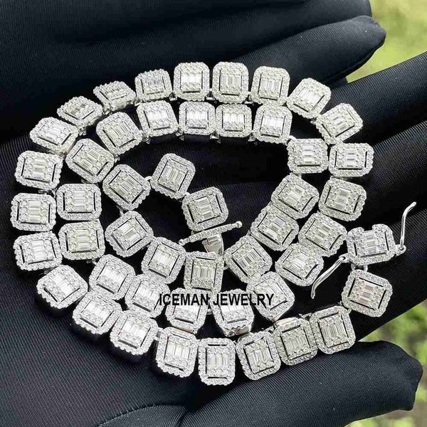 square cz diamond tennis chain 10mm square clustered tennis chain baugette tennis chain, Silver
square cz diamond tennis chain 10mm square clustered tennis chain baugette tennis chain, Silver