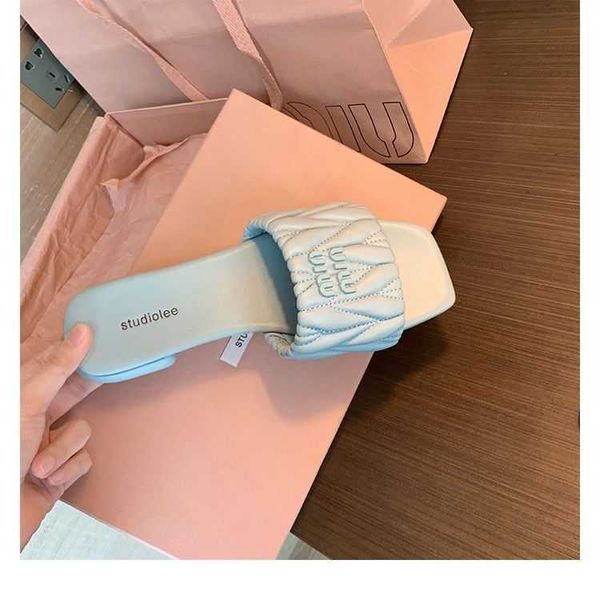 women sandals mius slide designer beach sheepskin shoes pleated square slippers for women's summer new fashion flat bottom external wea
women sandals mius slide designer beach sheepskin shoes pleated square slippers for women's summer new fashion flat bottom external wea