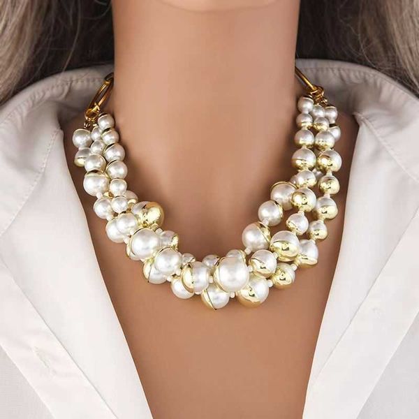 beaded necklaces multi layers metallic pearl statement necklace for women personality new fashion choker collares christmas gift 230613, Silver
beaded necklaces multi layers metallic pearl statement necklace for women personality new fashion choker collares christmas gift 230613, Silver