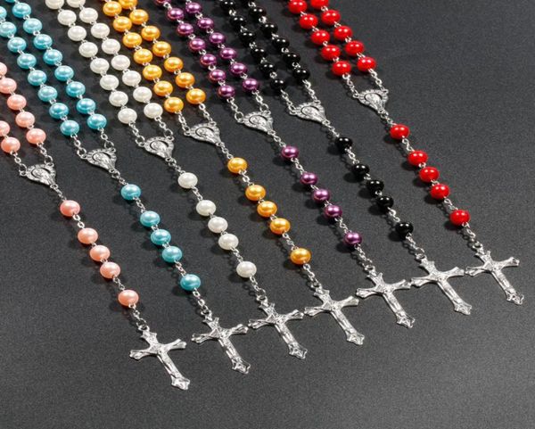 7 colors religious catholic rosary necklaces jesus cross pendant long 8mm bead chains for women men christian jewelry gift4581659, Silver
7 colors religious catholic rosary necklaces jesus cross pendant long 8mm bead chains for women men christian jewelry gift4581659, Silver