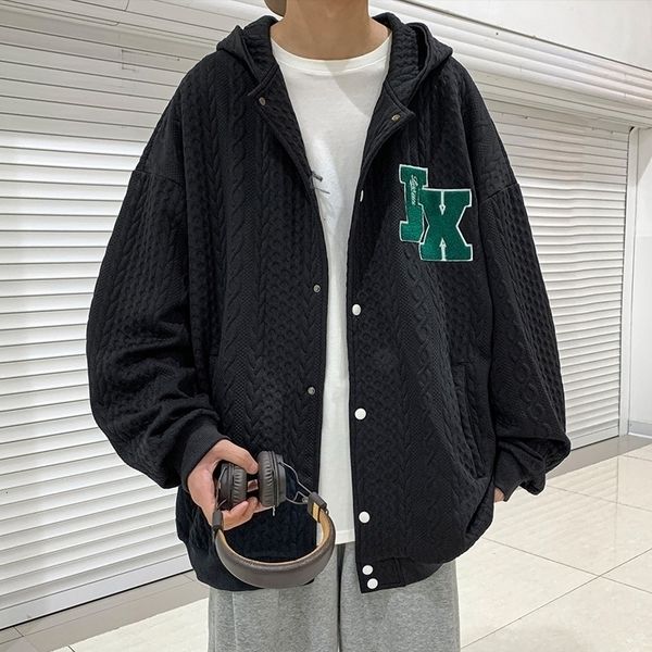 men s polos mens letter plush patch hooded cardigan jacket korean all match sweatshirt texture retro single row buttons age reduction hoodie, White;black
men s polos mens letter plush patch hooded cardigan jacket korean all match sweatshirt texture retro single row buttons age reduction hoodie, White;black