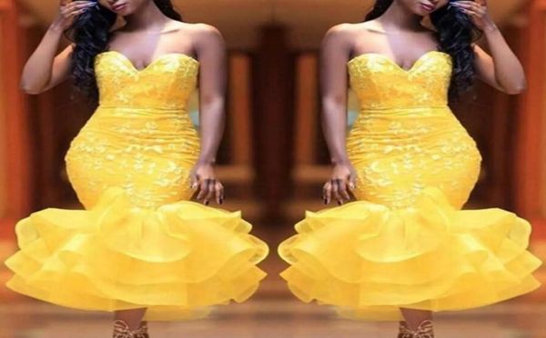 yellow sweetheart short prom dresses lace appliques organza ruffles mermaid evening gowns tea length cocktail party dress 293274, Black
yellow sweetheart short prom dresses lace appliques organza ruffles mermaid evening gowns tea length cocktail party dress 293274, Black