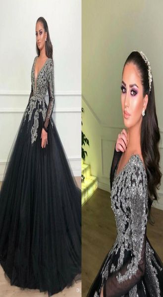 vintage long sleeve evening dresses with silver beads pearls v neck a line ball gown prom dress custom sweep train arabic formal g5446931, Black;red
vintage long sleeve evening dresses with silver beads pearls v neck a line ball gown prom dress custom sweep train arabic formal g5446931, Black;red