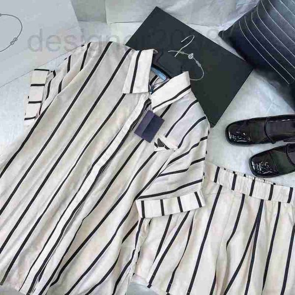 women's two piece pants designer 23 spring/summer fashion letter triangle label polo collar contrast vertical stripe shirt elastic wais, White
women's two piece pants designer 23 spring/summer fashion letter triangle label polo collar contrast vertical stripe shirt elastic wais, White