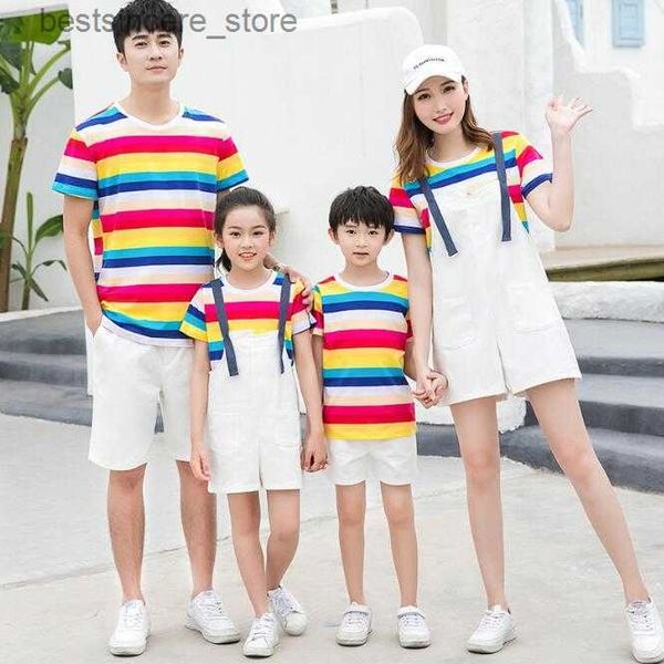 parent-child outfit summer rainbow t-shirt shorts family outfit kindergarten uniform class uniform for a family of four l230522, Blue
parent-child outfit summer rainbow t-shirt shorts family outfit kindergarten uniform class uniform for a family of four l230522, Blue