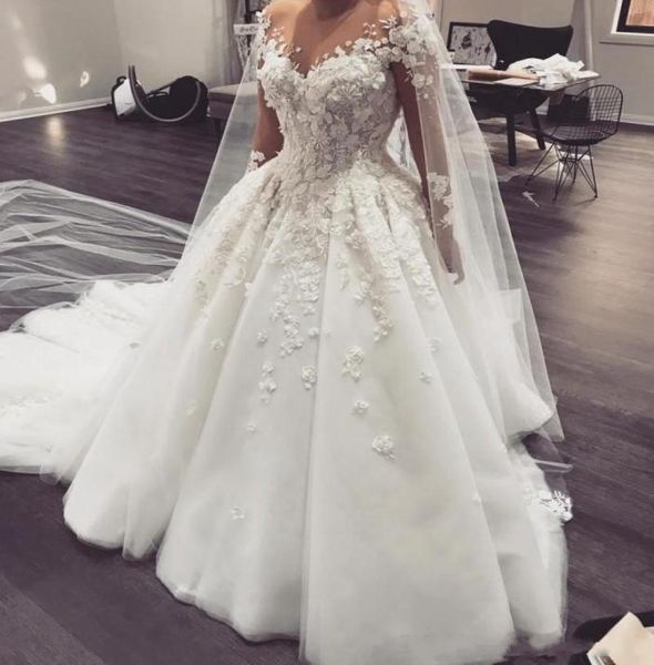 2020 luxury a line wedding dresses sheer neck lace 3d floral appliques tulle long sleeves back plus size court train bridal g6539590, White
2020 luxury a line wedding dresses sheer neck lace 3d floral appliques tulle long sleeves back plus size court train bridal g6539590, White