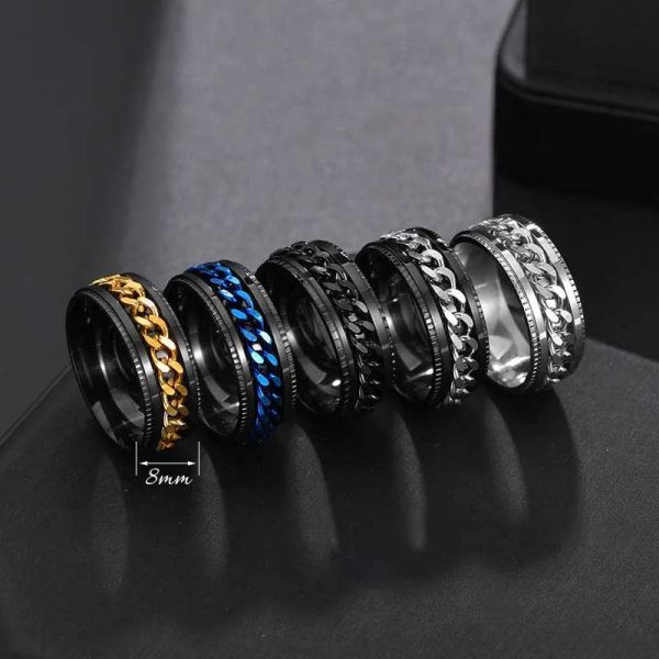 emboss spin gold chains ring band stainless steel rotate chain rings relieve pressure mens hip hop fashion jewelry will and sandy gift, Silver
emboss spin gold chains ring band stainless steel rotate chain rings relieve pressure mens hip hop fashion jewelry will and sandy gift, Silver