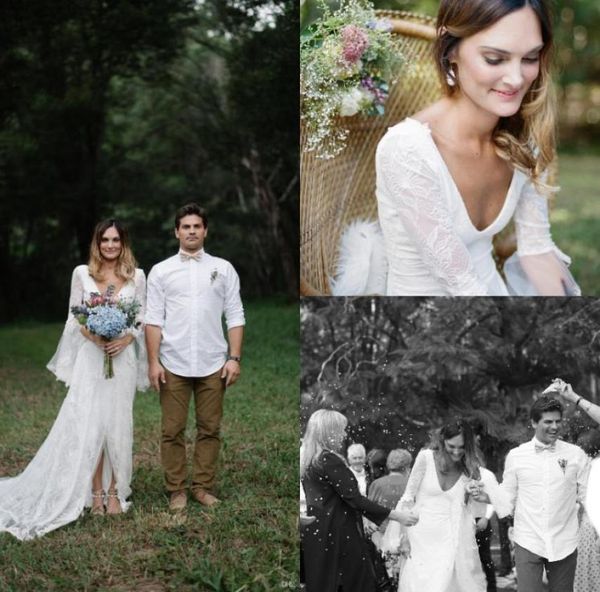 country bohemian wedding dresses v neck backless sweep train simple lace wedding dress boho custom made out size bridal gown 3263906, White
country bohemian wedding dresses v neck backless sweep train simple lace wedding dress boho custom made out size bridal gown 3263906, White