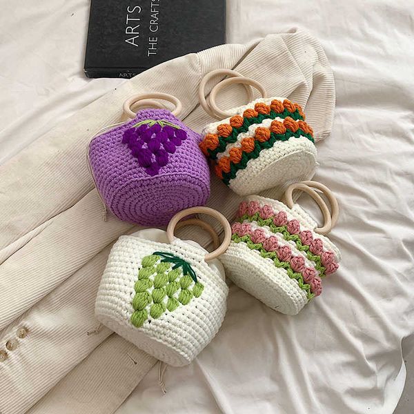 small fresh woolen knitted bag summer new fashion handheld women's bag embroidered bag fruit pattern
small fresh woolen knitted bag summer new fashion handheld women's bag embroidered bag fruit pattern
