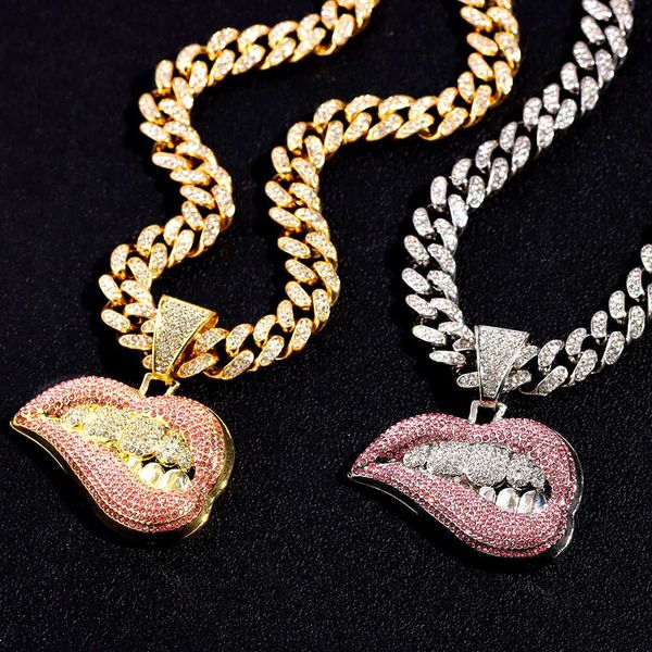 pendant necklaces hip hop bite lip shape full rhinestones cuban chain necklace for men women iced out zircon tennis punk jewelry 230613, Silver
pendant necklaces hip hop bite lip shape full rhinestones cuban chain necklace for men women iced out zircon tennis punk jewelry 230613, Silver