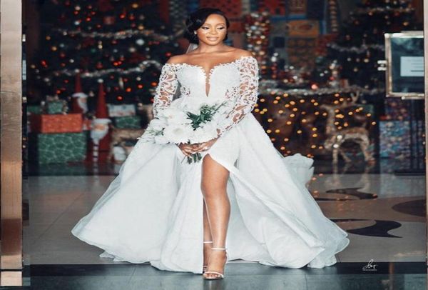 2021 gorgeous sheer neckline side split mermaid beading wedding dresses with overskirts lace long sleeves bride vestidos wedding g5766261, White
2021 gorgeous sheer neckline side split mermaid beading wedding dresses with overskirts lace long sleeves bride vestidos wedding g5766261, White