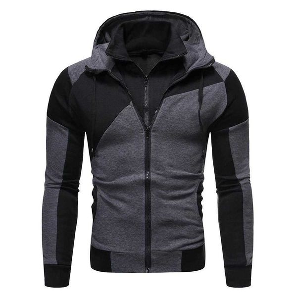 2022 new men's personalized colorblock double layer zip hooded cardigan slim fit sweater, Black
2022 new men's personalized colorblock double layer zip hooded cardigan slim fit sweater, Black