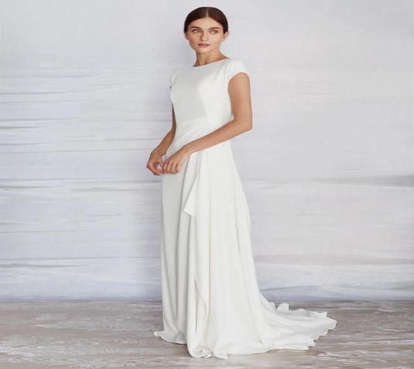 simple aline crepe wedding dress modest with cap sleeves high neck sweep train women informal boho beach bridal gowns bride robe 7257354, White
simple aline crepe wedding dress modest with cap sleeves high neck sweep train women informal boho beach bridal gowns bride robe 7257354, White