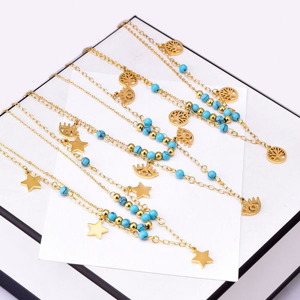 luxury double layered clover charm necklace stainless steel jewelry for gift, Silver
luxury double layered clover charm necklace stainless steel jewelry for gift, Silver