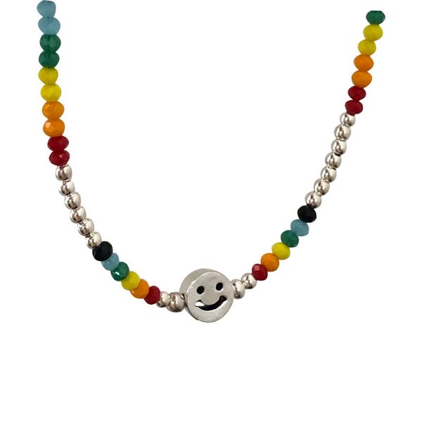 silver plated colorful beaded smiling face necklace for women folding clavicle chain new fashion ins. simplicity in europe and america
silver plated colorful beaded smiling face necklace for women folding clavicle chain new fashion ins. simplicity in europe and america
