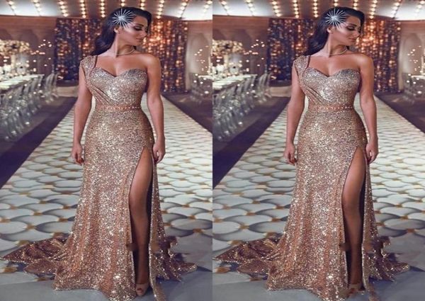2020 sparkly rose gold sequined prom dresses one shoulder sheath side split sweep train plus size formal evening gowns pagean5301158, Black
2020 sparkly rose gold sequined prom dresses one shoulder sheath side split sweep train plus size formal evening gowns pagean5301158, Black