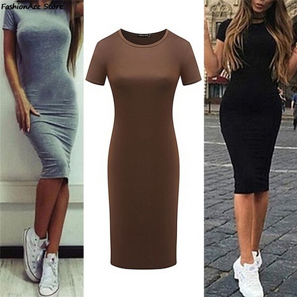 basic casual dresses summer women knee length skinny office dress short sleeve bandage bodycon beach vestidos robes 230629, Black;gray
basic casual dresses summer women knee length skinny office dress short sleeve bandage bodycon beach vestidos robes 230629, Black;gray