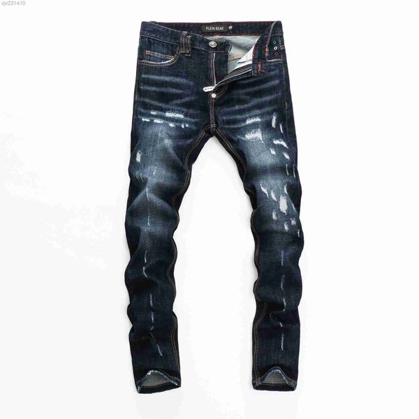 plein bear classic fashion pp man jeans rock moto design trousers biker jeans 157513 n6hz, Blue