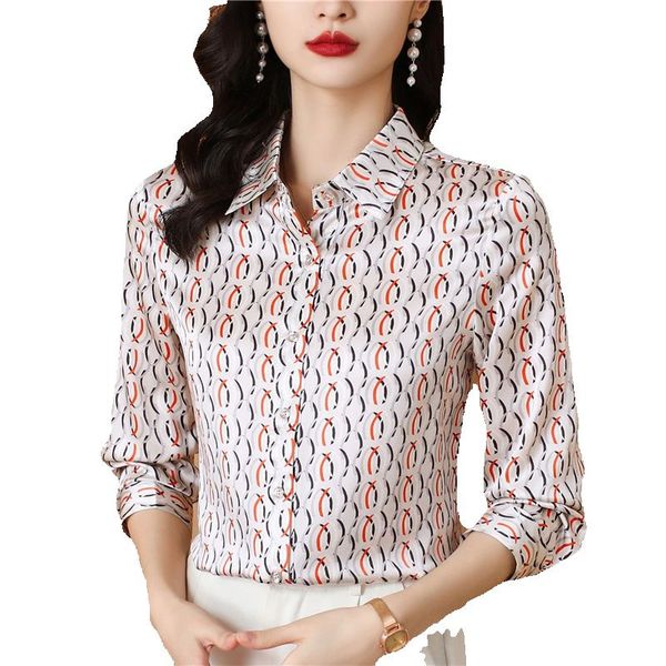 luxury satin shirts designer lapel button front women's formal blouses 2023 fine elegant long sleeve lady silk new in shirts and sweet, White
luxury satin shirts designer lapel button front women's formal blouses 2023 fine elegant long sleeve lady silk new in shirts and sweet, White