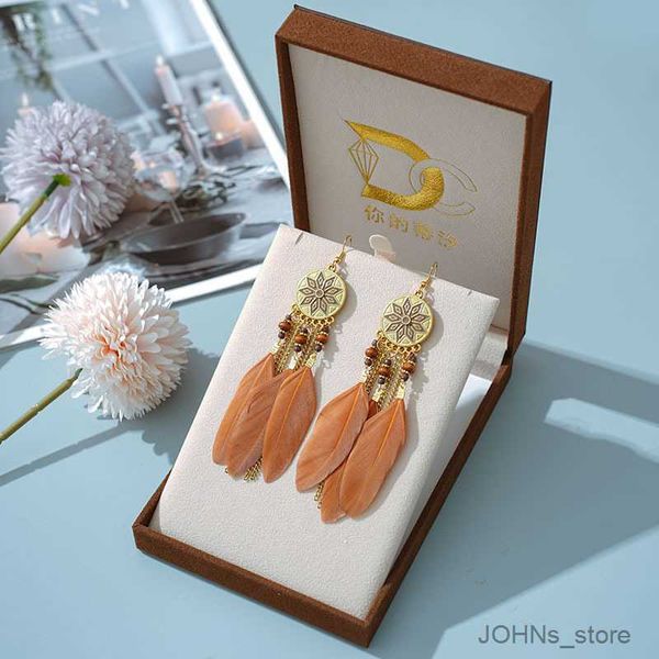 stud fashion long brown feather earrings for women retro gold chain rice bead earrings indian jewelry r230630, Golden;silver
stud fashion long brown feather earrings for women retro gold chain rice bead earrings indian jewelry r230630, Golden;silver