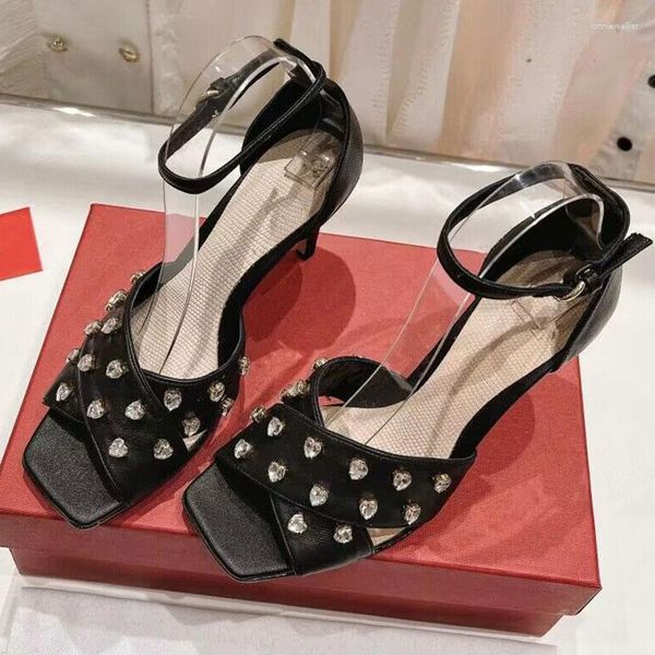 sandals black high heel women square toe crystal ankle strap quality genuine leather summer female party dress sandal
sandals black high heel women square toe crystal ankle strap quality genuine leather summer female party dress sandal