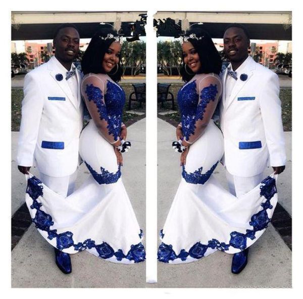 new white satin royal blue lace aso ebi african prom dresses long illusion sleeves appliqued mermaid evening formal gowns3852755, Black
new white satin royal blue lace aso ebi african prom dresses long illusion sleeves appliqued mermaid evening formal gowns3852755, Black