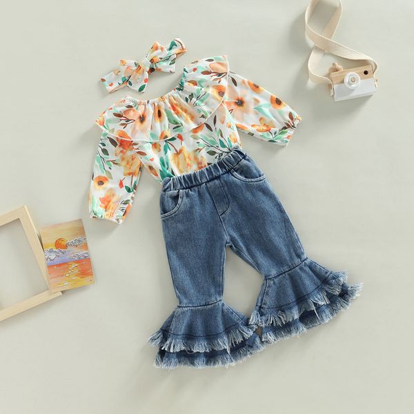 clothing sets 3pcs baby girls autumn outfit cute lovely long sleeve floral romper denim flared pants headband suits for toddle 230630, White
clothing sets 3pcs baby girls autumn outfit cute lovely long sleeve floral romper denim flared pants headband suits for toddle 230630, White