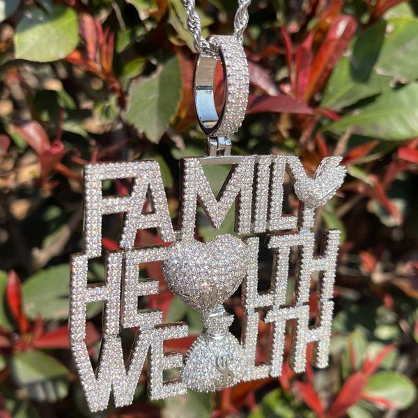 pendant necklaces bubble letter iced out family health wealth necklace for men prong setting hip hop jewelry 230621, Silver
pendant necklaces bubble letter iced out family health wealth necklace for men prong setting hip hop jewelry 230621, Silver